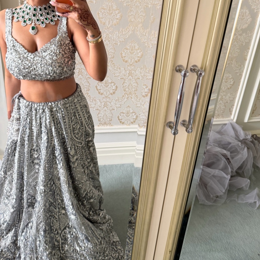 Silver Embellished Lengha